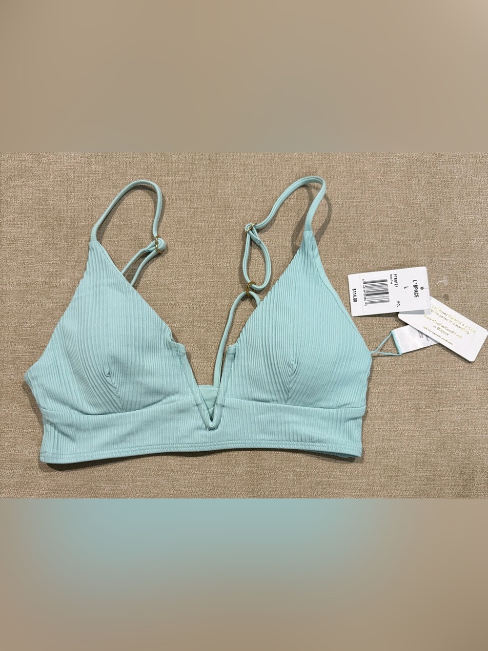 L*Space Pointelle Rib Siren Top in Pool Large